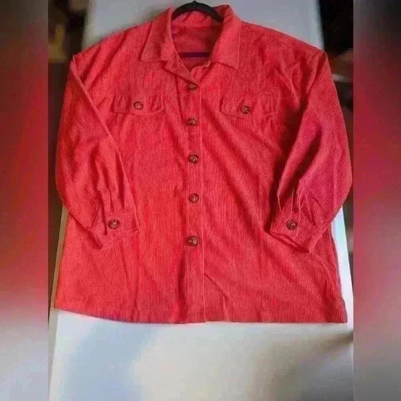 Red Fall Jacket ribbed Size Large - Picture 5 of 8